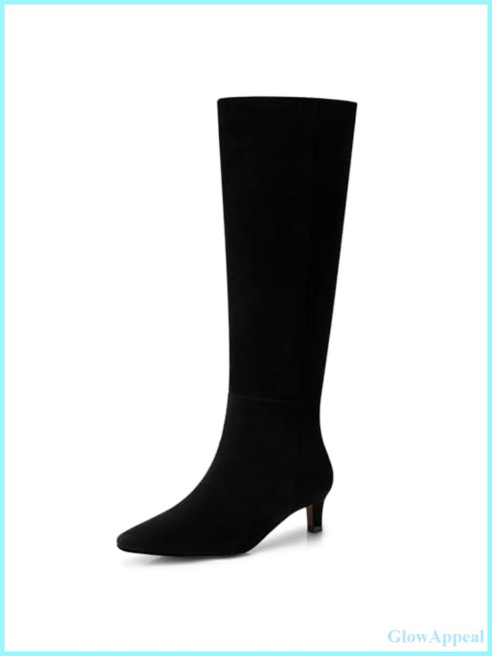 Women's Knee High Wide Calf Kitten Heel Boots PU Leather Suede